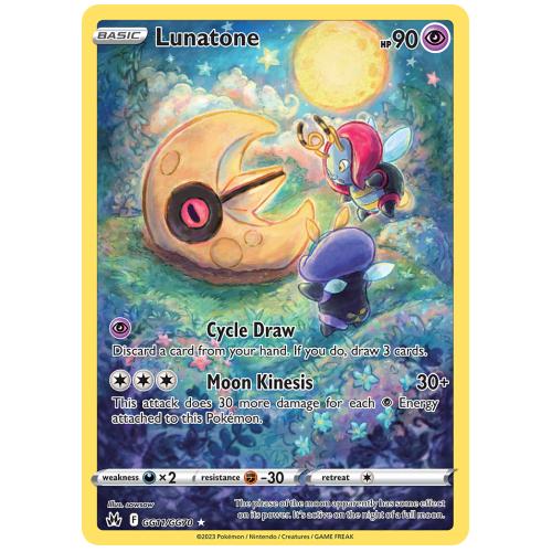 Pokemon TCG Lunatone Sword & Shield Crown Zenith Galarian Gallery Trainer Gallery Rare Holo [GG11/70]