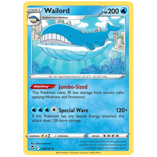 Pokemon TCG Wailord Sword & Shield Silver Tempest [38/195]