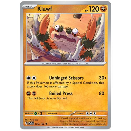 Pokemon TCG Klawf Scarlet & Violet Paradox Rift [105/182]