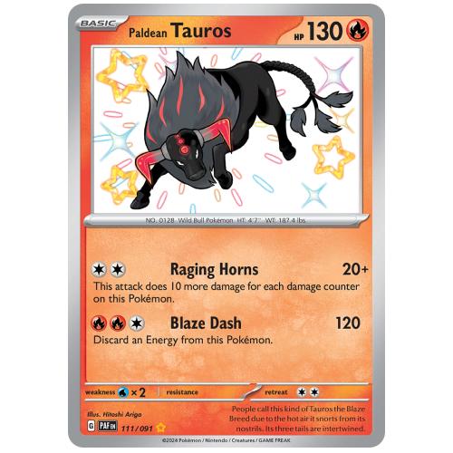 Pokemon TCG Paldean Tauros Scarlet & Violet Paldean Fates Shiny Rare [111/91]