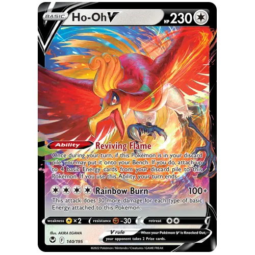 Pokemon TCG Ho-Oh V Sword & Shield Silver Tempest Rare Holo V [140/195]