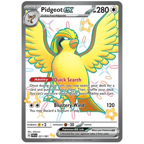 Pokemon TCG Pidgeot ex Scarlet & Violet Paldean Fates Shiny Ultra Rare [221/91]