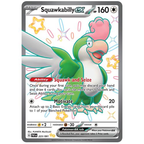 Pokemon TCG Squawkabilly ex Scarlet & Violet Paldean Fates Shiny Ultra Rare [223/91]