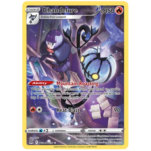 Pokemon TCG Chandelure Sword & Shield Lost Origin Trainer Gallery Trainer Gallery Rare Holo [TG04/30]