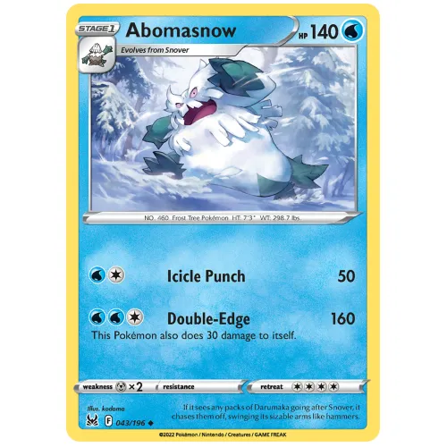 Pokemon TCG Abomasnow Sword & Shield Lost Origin [43/196]