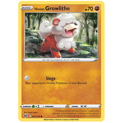 Pokemon TCG Hisuian Growlithe Sword & Shield Lost Origin [83/196]