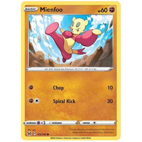 Pokemon TCG Mienfoo Sword & Shield Lost Origin [103/196]