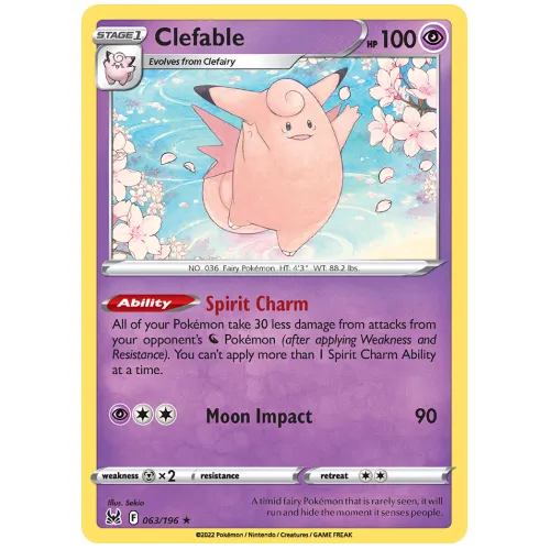 Pokemon TCG Clefable Sword & Shield Lost Origin [63/196]