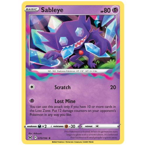 Pokemon TCG Sableye Sword & Shield Lost Origin Rare Holo [70/196]