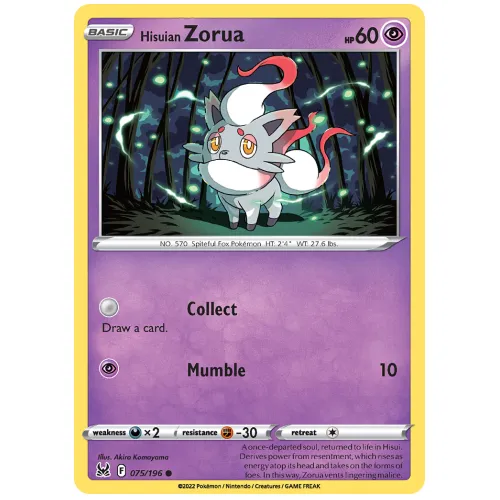 Pokemon TCG Hisuian Zorua Sword & Shield Lost Origin [75/196]