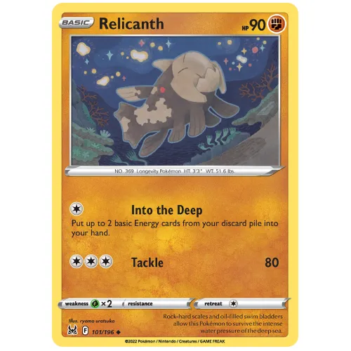 Pokemon TCG Relicanth Sword & Shield Lost Origin [101/196]