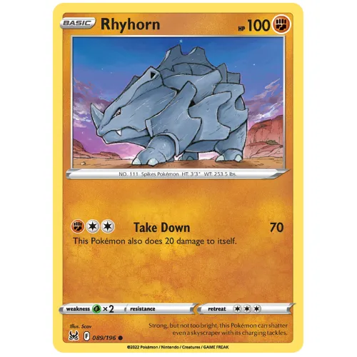 Pokemon TCG Rhyhorn Sword & Shield Lost Origin [89/196]