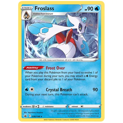 Pokemon TCG Froslass Sword & Shield Chilling Reign Rare Holo [36/198]