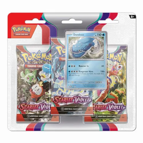 Pokemon TCG Scarlet and Violet 3 Pack Blister Dondonzo Code Card