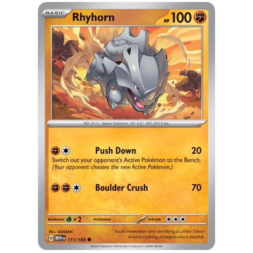 Pokemon TCG Rhyhorn Scarlet & Violet 151 [111/165]