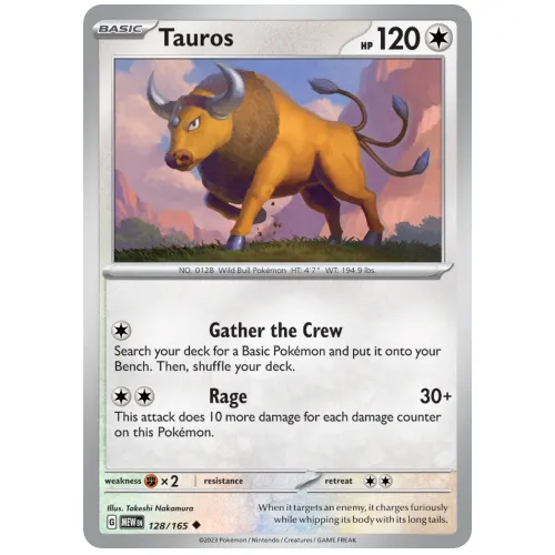 Pokemon TCG Tauros Scarlet & Violet 151 [128/165]