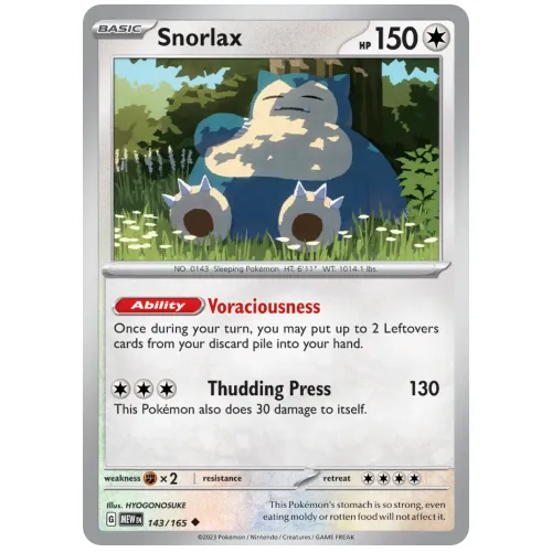 Pokemon TCG Snorlax Scarlet & Violet 151 [143/165]