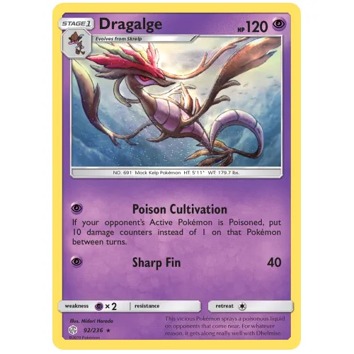 Pokemon TCG Dragalge Sun & Moon Cosmic Eclipse [92/236]