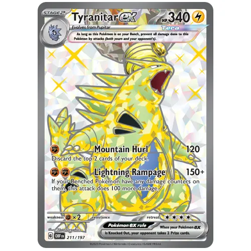 Pokemon TCG Tyranitar ex Scarlet & Violet Obsidian Flames Ultra Rare [211/197]