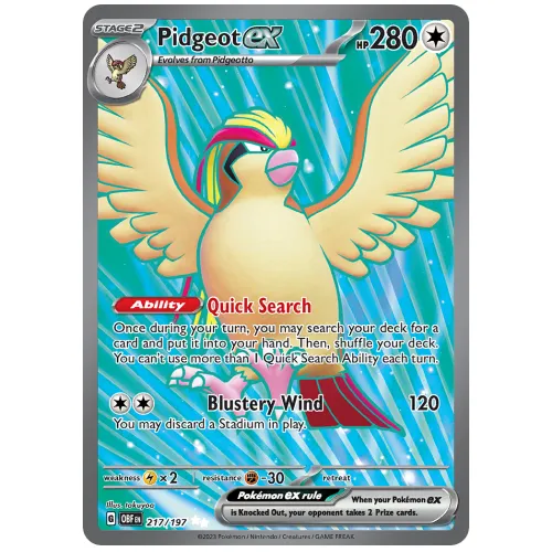 Pokemon TCG Pidgeot ex Scarlet & Violet Obsidian Flames Ultra Rare [217/197]